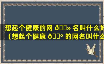 想起个健康的网 🌻 名叫什么好（想起个健康 🌺 的网名叫什么好听女生）